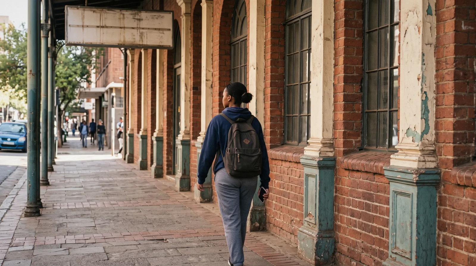 Braamfontein's student strip and civic ridge in Johannesburg by day