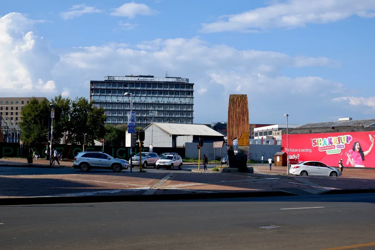 A painted art installation on a median wall in the Maboneng precinct of Johannesburg